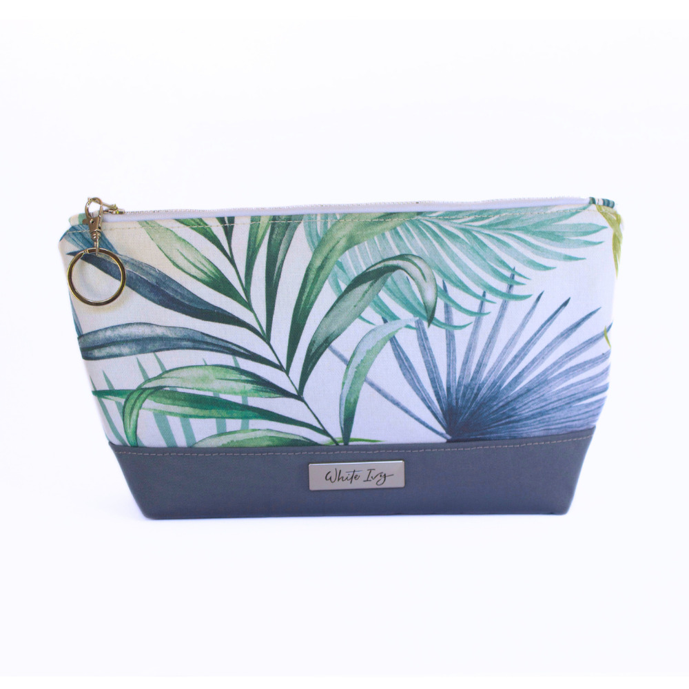 Tropical Blue &amp; Green Leaf Vanity Bag