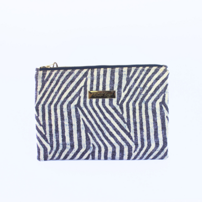 Navy &amp; White Zig Zag Flat Pouch