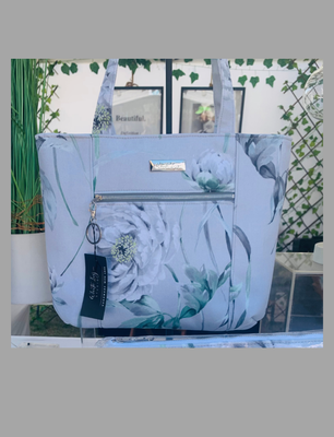 Classic Grey &amp; White Rose Handbag