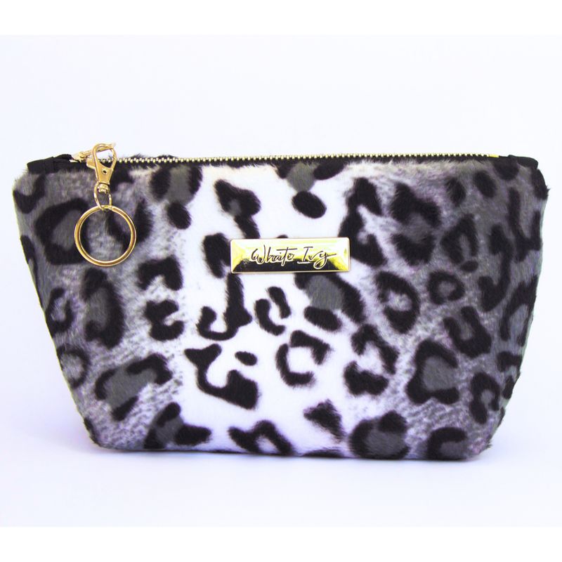 Black &amp; White Leopard Print Make-up Bag
