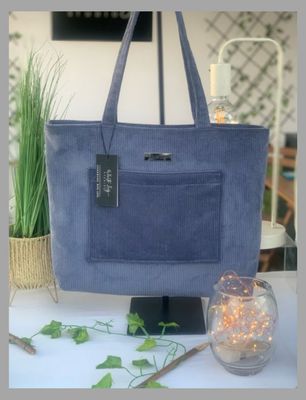Blue corduroy Handbag / Laptop Bag