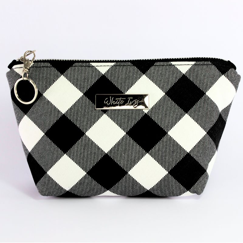 Black &amp; white check Make-up bag