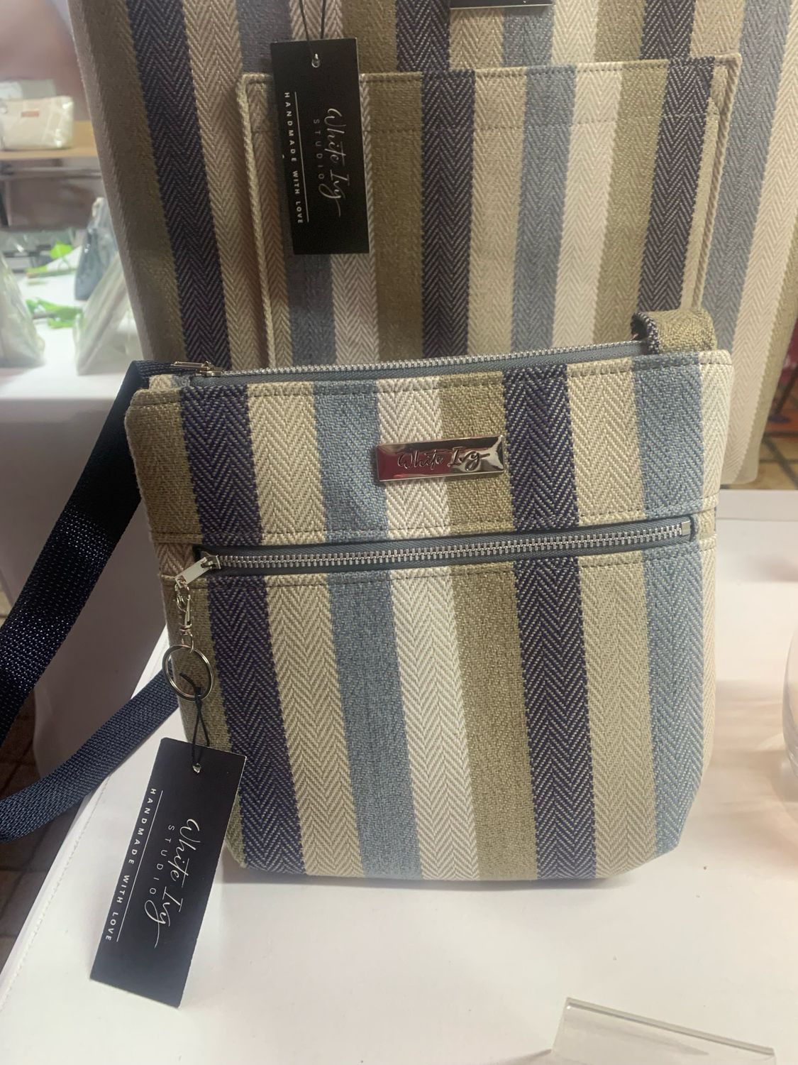 Navy Neutrals Stripe Crossbody