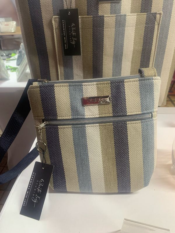 Navy Neutrals Stripe Crossbody