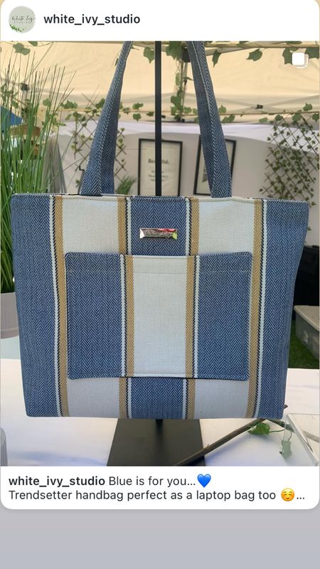 Blue &amp; Cream stripe Handbag