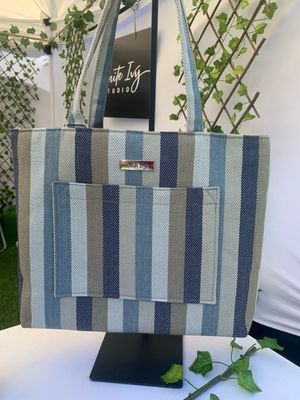 Navy Neutrals Stripe Handbag