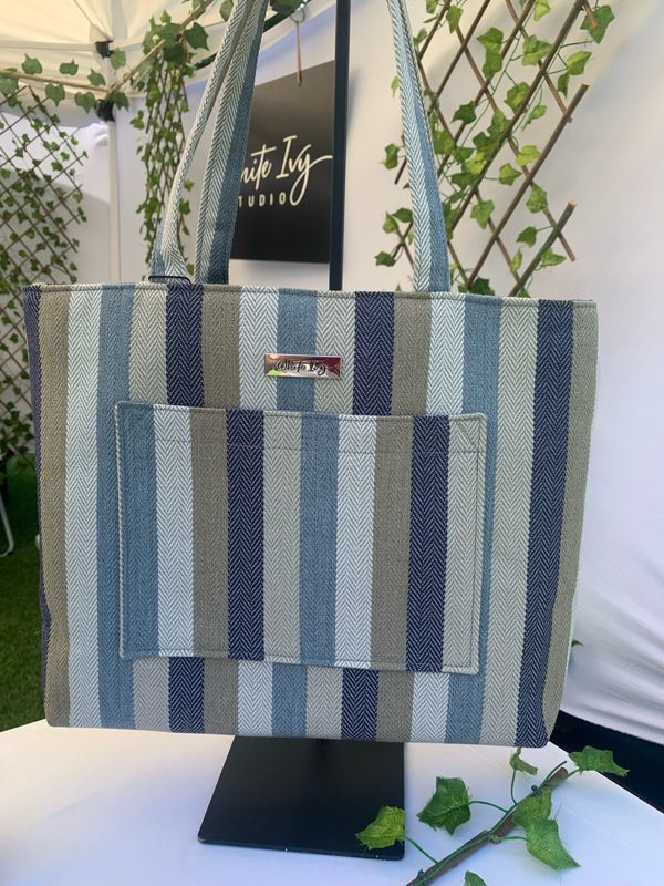 Navy Neutrals Stripe Handbag