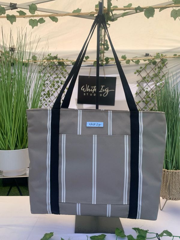 Stone &amp; White Water Repellant Canvas Bag