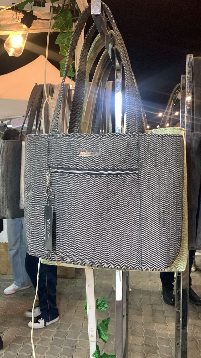 Classic Silver Black Handbag