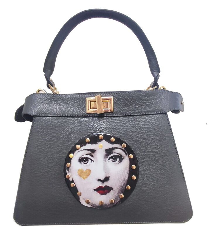 Borsa in pelle grigia