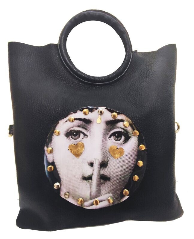 Borsa pelle shopper manico