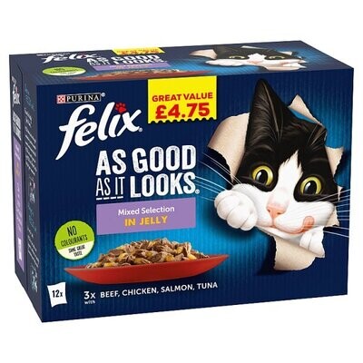 felix As Good As It Looks Mixed Selection in Jelly 12 x 100g (1.2kg)