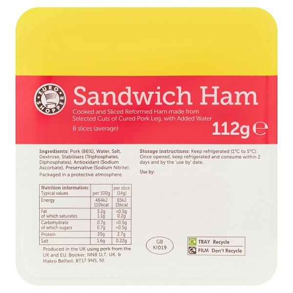 Euro Shopper Sandwich Ham 8 Slices 112g