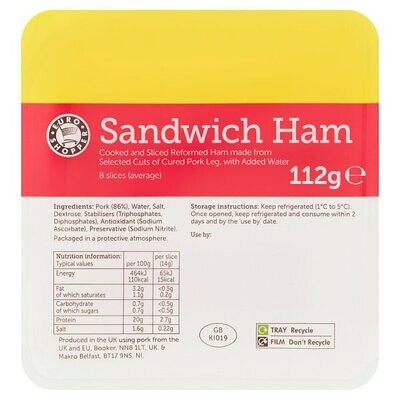 Euro Shopper Sandwich Ham 8 Slices 112g