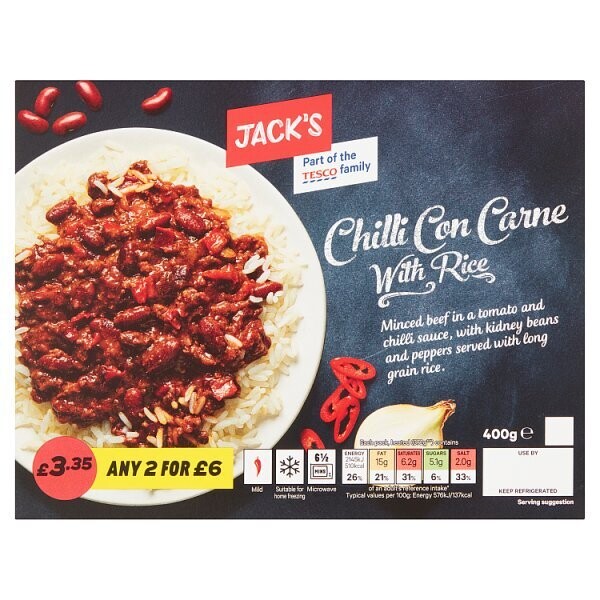 Jack&#39;s Chilli Con Carne with Rice 400g
