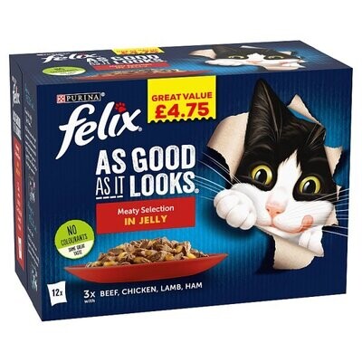 felix As good As It Looks Meaty Selection in Jelly 12 x 100g (1.2kg)