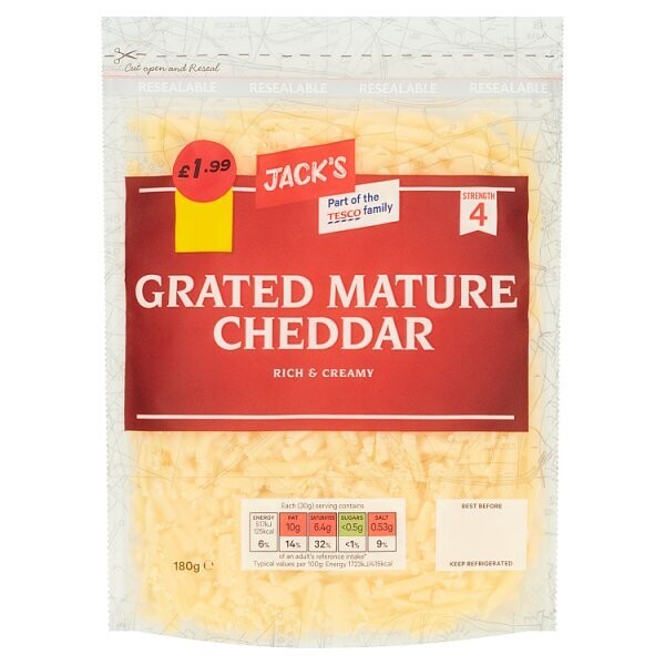 Jack&#39;s Grated Mature Cheddar 180g