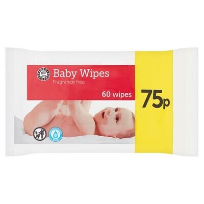 Euro Shopper Baby Wipes 60 Wipes