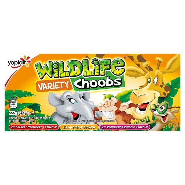 Wildlife Choobs Strawberry, Raspberry and Apricot Flavour Yogurt Tubes 6 x 37g