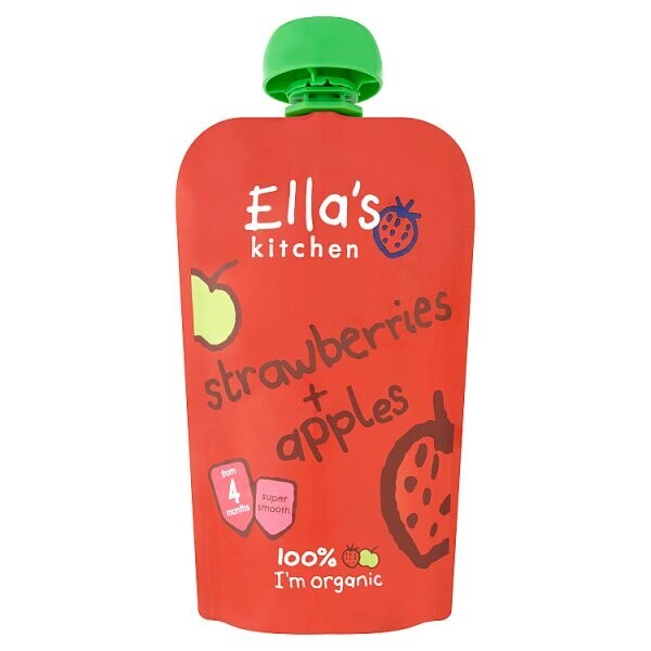 Ella&#39;s Kitchen Organic Strawberries and Apples Baby Pouch 4+ Months 120g