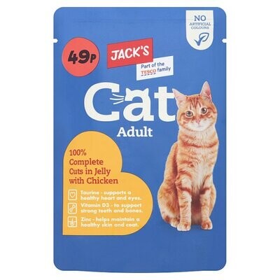 Jack&#39;s Cat Adult 100% Complete Cuts in Jelly with Chicken 100g