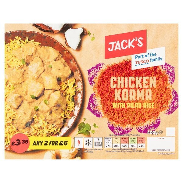 Jack&#39;s Chicken Korma with Pilau Rice 400g