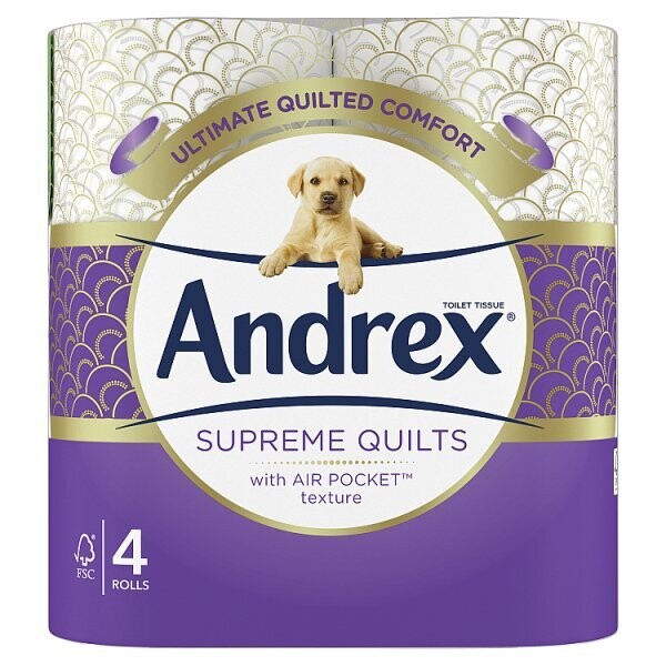 Andrex® Supreme Quilts Toilet Tissue, 4 Quilted Toilet Rolls
