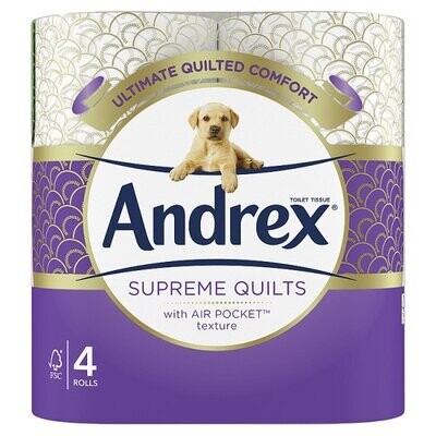 Andrex® Supreme Quilts Toilet Tissue, 4 Quilted Toilet Rolls