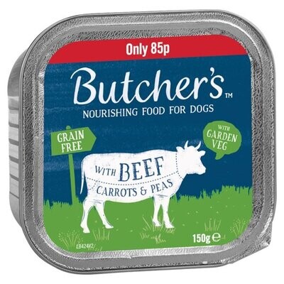 Butcher&#39;s Beef &amp; Veg Dog Food Tray 150g