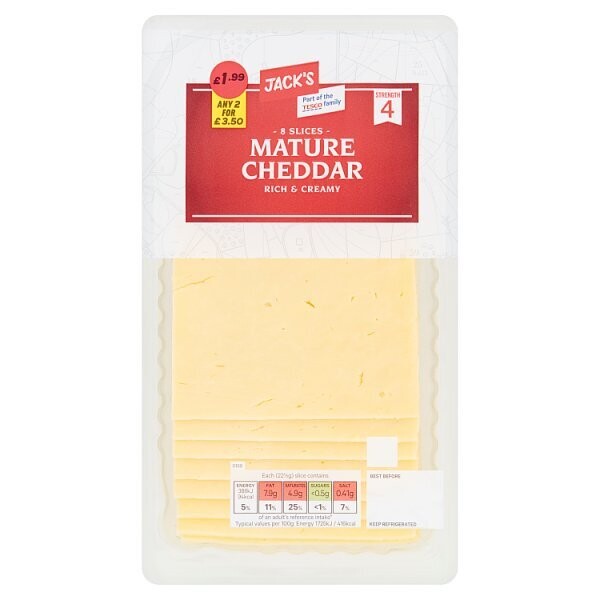 Jack&#39;s 8 Slices Mature Cheddar Rich &amp; Creamy 180g