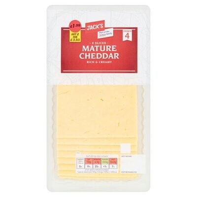 Jack&#39;s 8 Slices Mature Cheddar Rich &amp; Creamy 180g