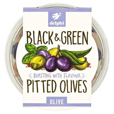 Delphi Black &amp; Green Pitted Olives Olive 160g