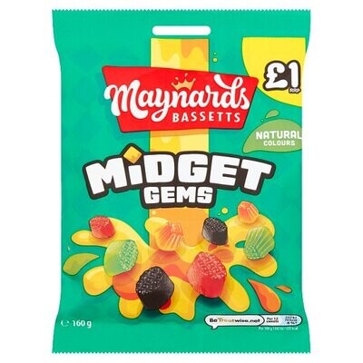 Maynards Bassetts Midget Gems Sweets Bag 160g