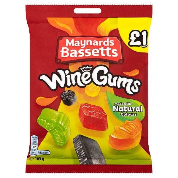 Maynards Bassetts Wine Gums Sweets Bag 165g