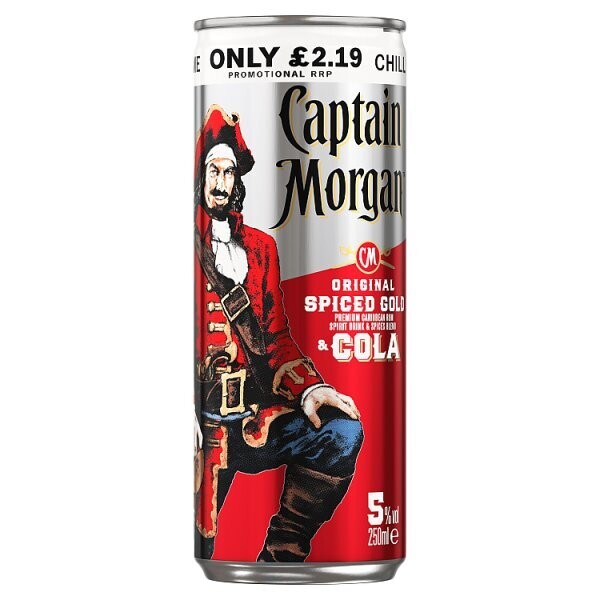 Captain Morgan Original Spiced Gold &amp; Cola Ready to Drink Premix Can 250ml