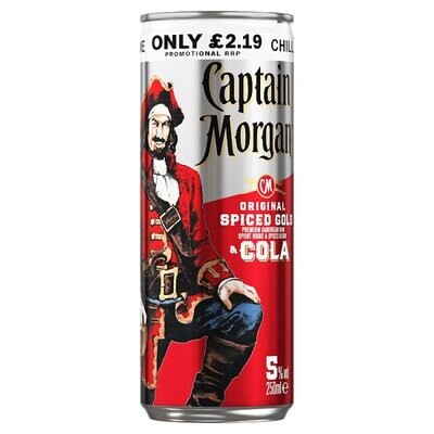 Captain Morgan Original Spiced Gold &amp; Cola Ready to Drink Premix Can 250ml