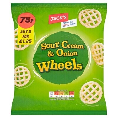 Jack&#39;s Sour Cream &amp; Onion Wheels 70g
