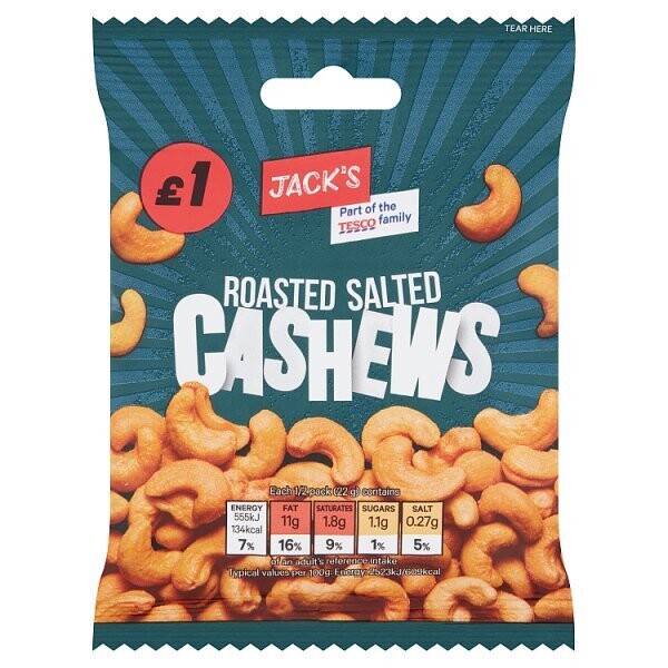 Jack&#39;s Roasted Salted Cashews 45g