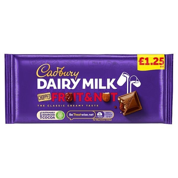 Cadbury Dairy Milk Chopped Fruit &amp; Nut 95g