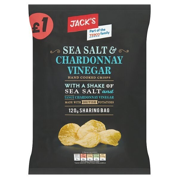 Jack&#39;s Sea Salt &amp; Chardonnay Vinegar Hand Cooked Crisps 120g