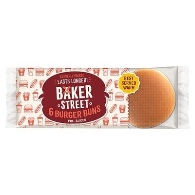 Baker Street 6 Burger Buns Pre-Sliced