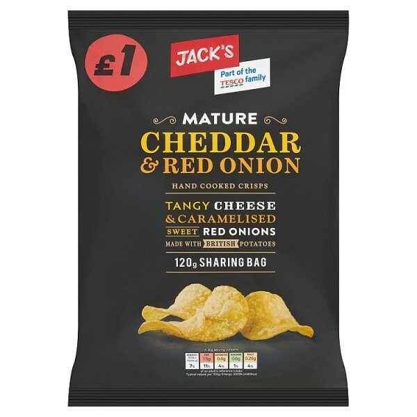 Jack&#39;s Mature Cheddar &amp; Red Onion Hand Cooked Crips 120g
