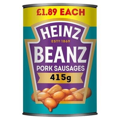 Heinz Beanz in a Rich Tomato Sauce with Pork Sausages 415g