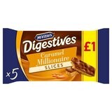 McVitie&#39;s Digestive 5 Caramel Slices Cake Snack Bars 109.9g