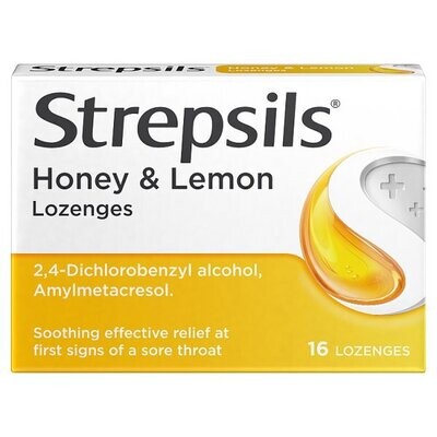 Strepsils Honey &amp; Lemon Lozenges x16 for Sore Throat