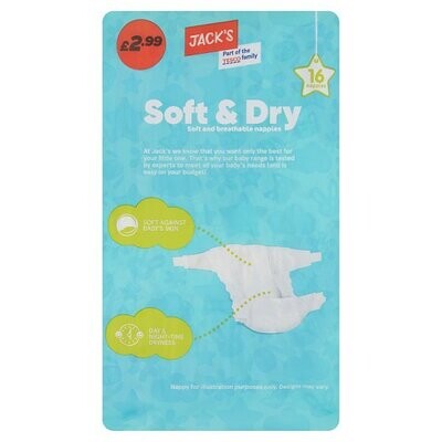 Jack&#39;s Soft &amp; Dry Size 4 16 Nappies