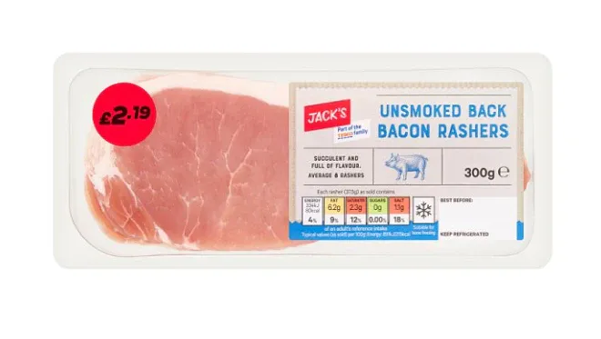 Jack's Unsmoked Back Bacon Rashers 300g