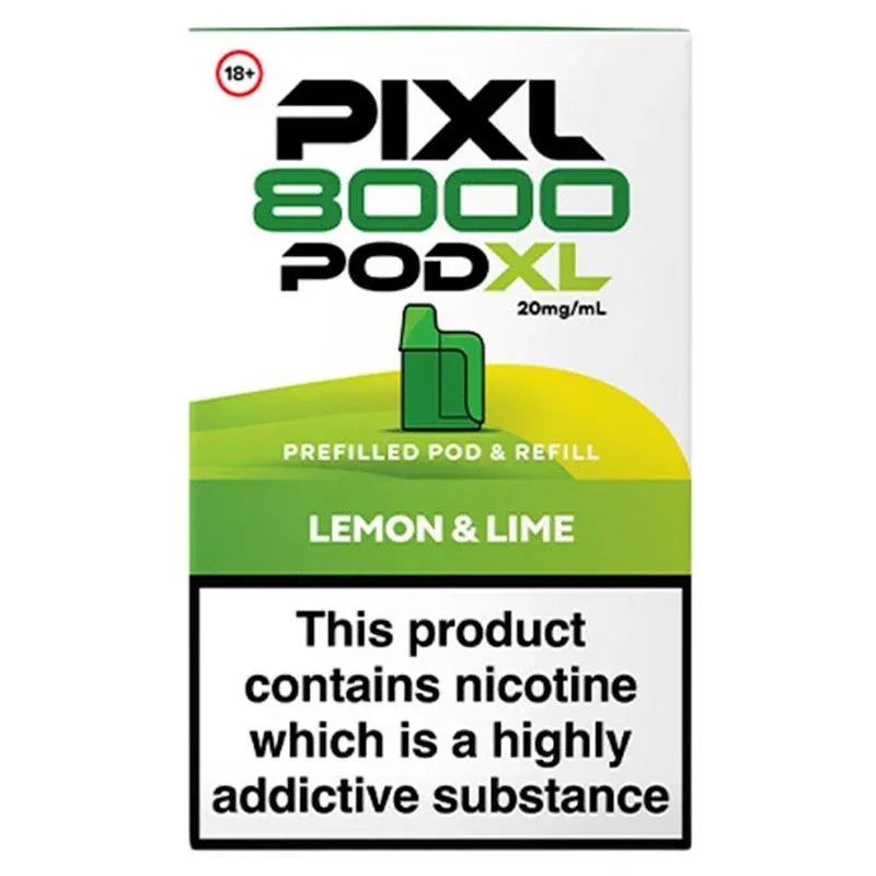 Pixl 8000 Pod XL Lemon &amp; Lime Prefilled Pod &amp; Refill 20mg/ml