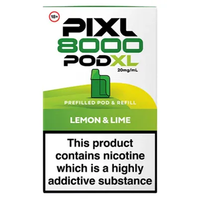Pixl 8000 Pod XL Lemon &amp; Lime Prefilled Pod &amp; Refill 20mg/ml