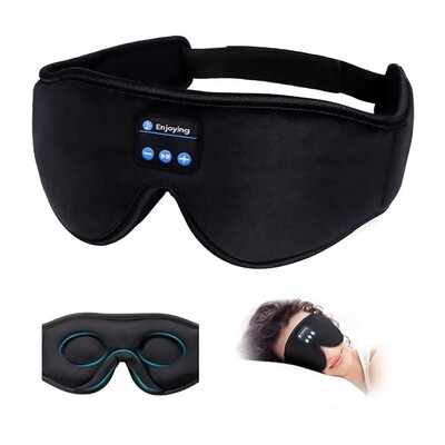SleepWave Bluetooth 5.0 3D Headband: Wireless Music Eye Mask with Breathable Earbuds for Side Sleepers.